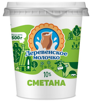 Сметана Деревенское молочко 10% 500г