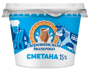 Сметана Деревенское молочко 15% 180г
