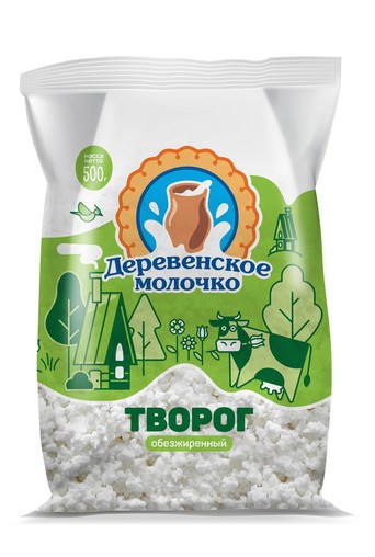 Творог Деревенское молочко обезжиренный 500г