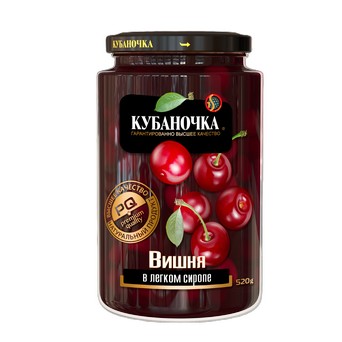 Вишня в легком сиропе КУБАНОЧКА 520г
