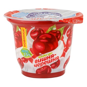 Биойогурт Томское молоко 2-х слойный 2,5% Вишня 180г
