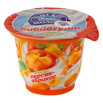 Биойогурт Томское молоко 2-х слойный 2,5% Персик-Абрикос 180г