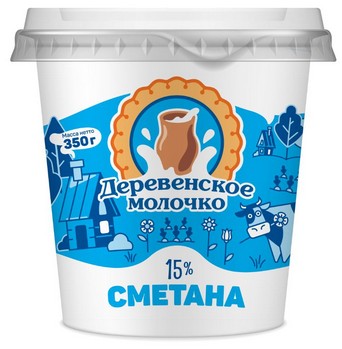 Сметана Деревенское молочко 15% 350г